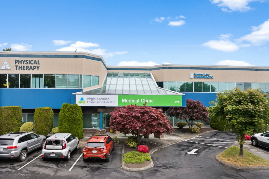 Exterior of office building at Smile Now Colorado Springs Dentures and Implants located in the Virginia Mason Franciscan Health Medical Clinic